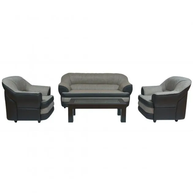 Calion Sofa - Brown PVC And Light Grey Colour Fabric