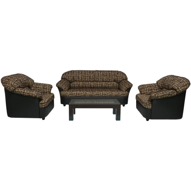 Daystar Sofa - Brown PVC And Light Brown Fabric With Dark Brown Flocking