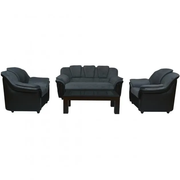 Dune Sofa - Black PVC And Grey Micro Fabric