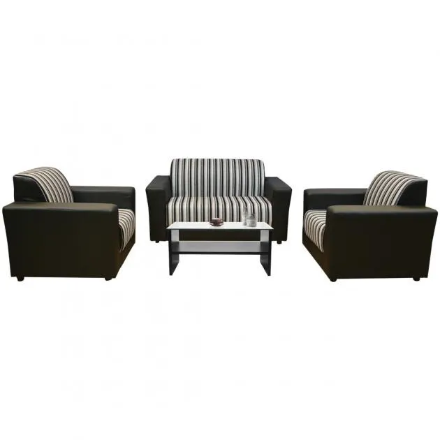 Lite Sofa - Black PVC And Black And Light Grey Fabric
