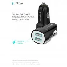 Celebrat Car Charger, Dual USB, CC02