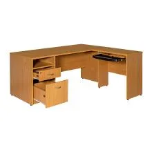 LEO L Shape Office Table 160x155x75 With Drawer & Cupboard (Beech)