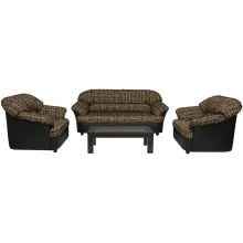 Daystar Sofa - Brown PVC And Light Brown Fabric With Dark Brown Flocking