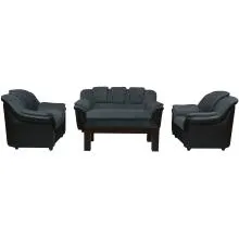 Dune Sofa - Black PVC And Grey Micro Fabric