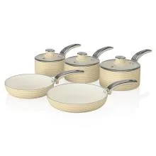 Swan Retro 5 Piece Cookware Set (Cream)